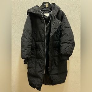 Black, long puffer jacket